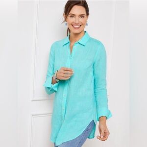 NWT- Talbots Linen Boyfriend button down shirt